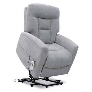 Corinthia Riser Recliner with Heat and Massage - Light Grey Chenille Fabric