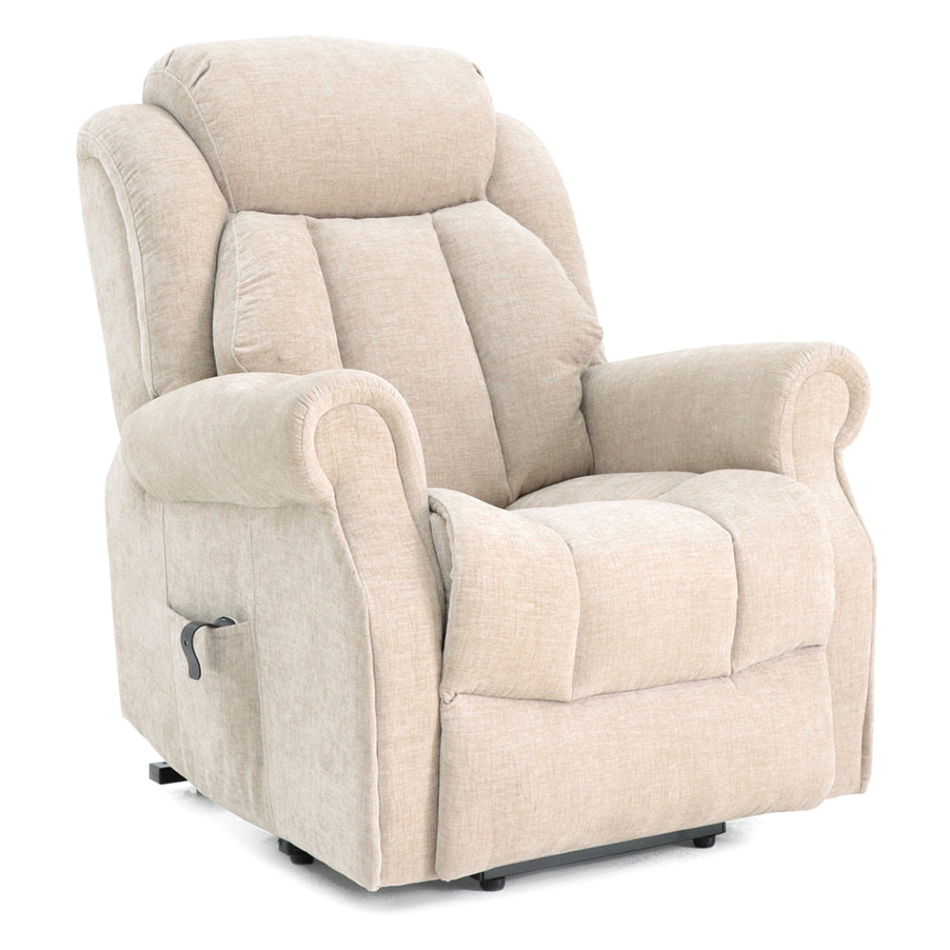 Porridge Risers Langham Riser Recliner with Heat and Massage - Oatmeal Chenille Fabric ...